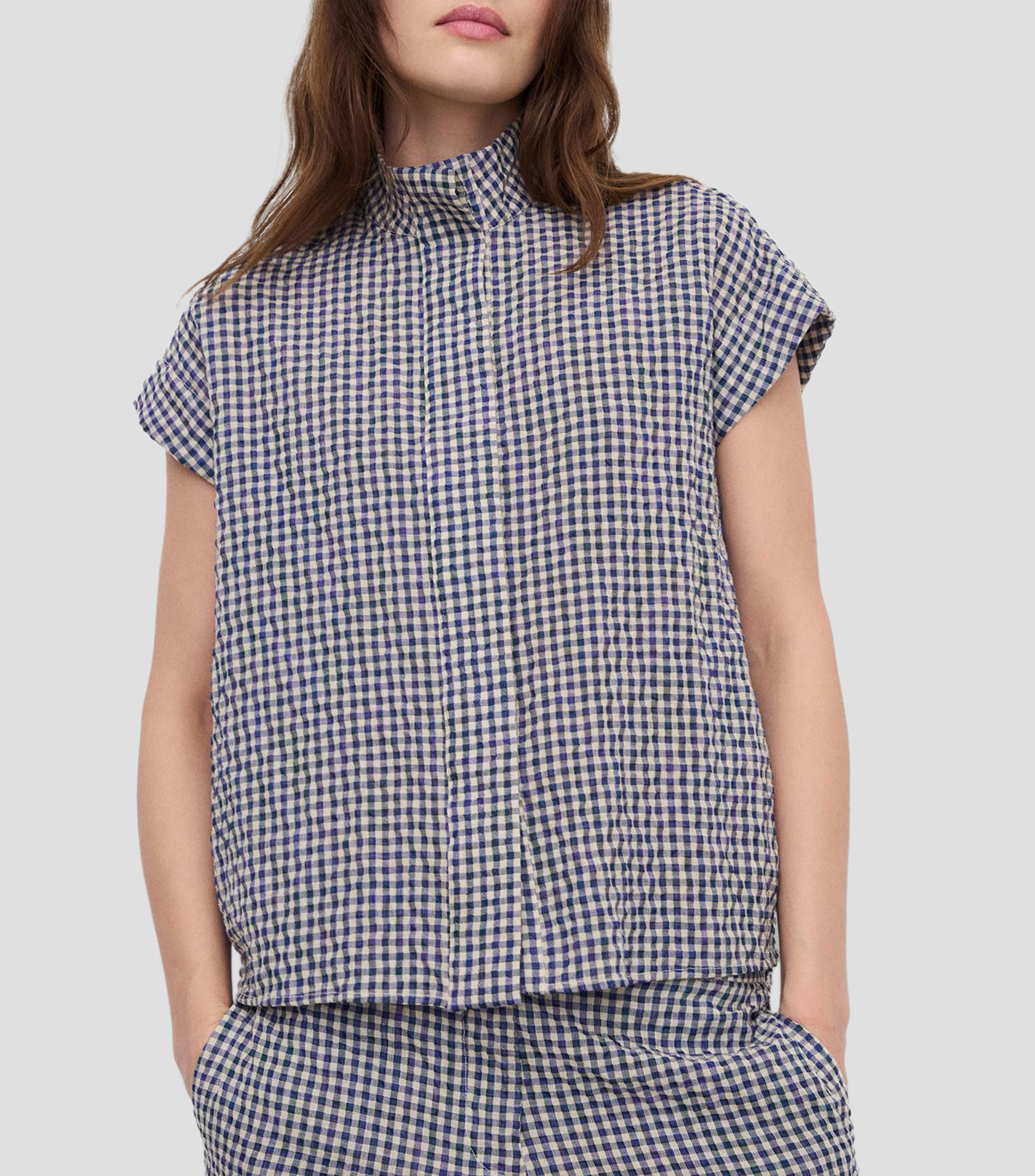 Camisa cuadros manga corta Mujer